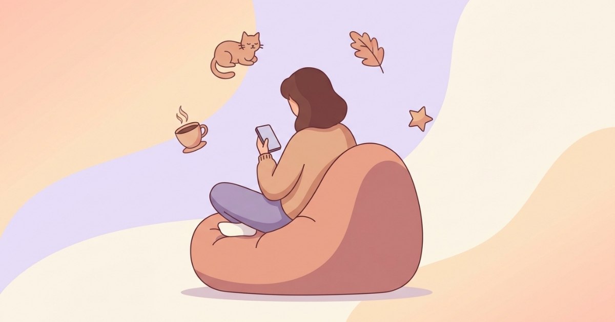 Ilustrasi orang santai main game di ponsel